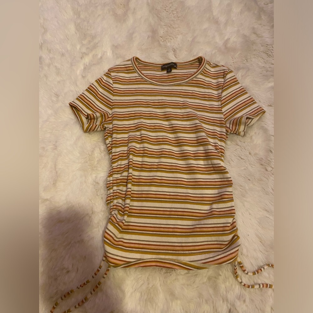 Originality striped top with side ties